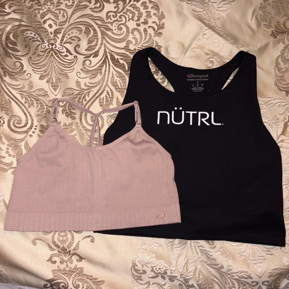 Champion Crop Top Small & Danskin Ribbed Bralette Small Athleisure Bundle‎